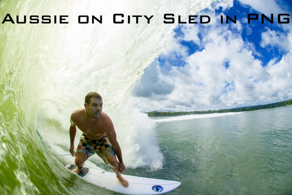 Aussie on City Sled in PNG